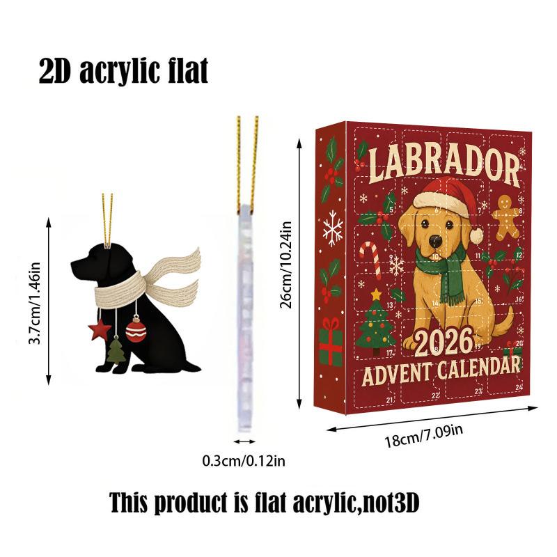 Labrador Retriever 2026 Neujahrs-Adventskalender Überraschungsgeschenk, Schmuck-Blindbox für Heimdekoration