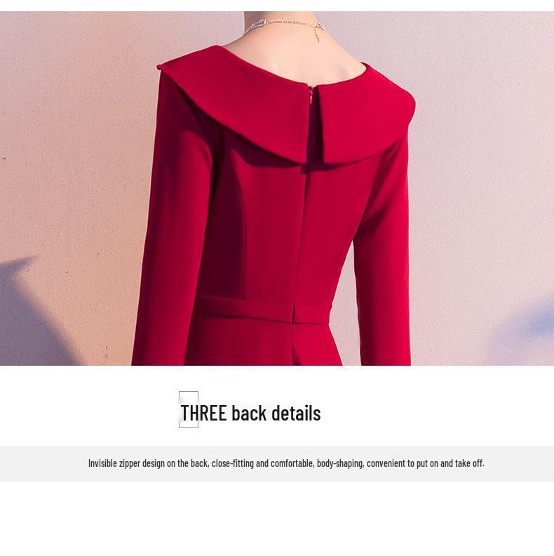 Burgundy Toast Bridal Dress: Versatile Wedding Dress and Everyday Wear for Women, Suitable for Spring and Autumn.