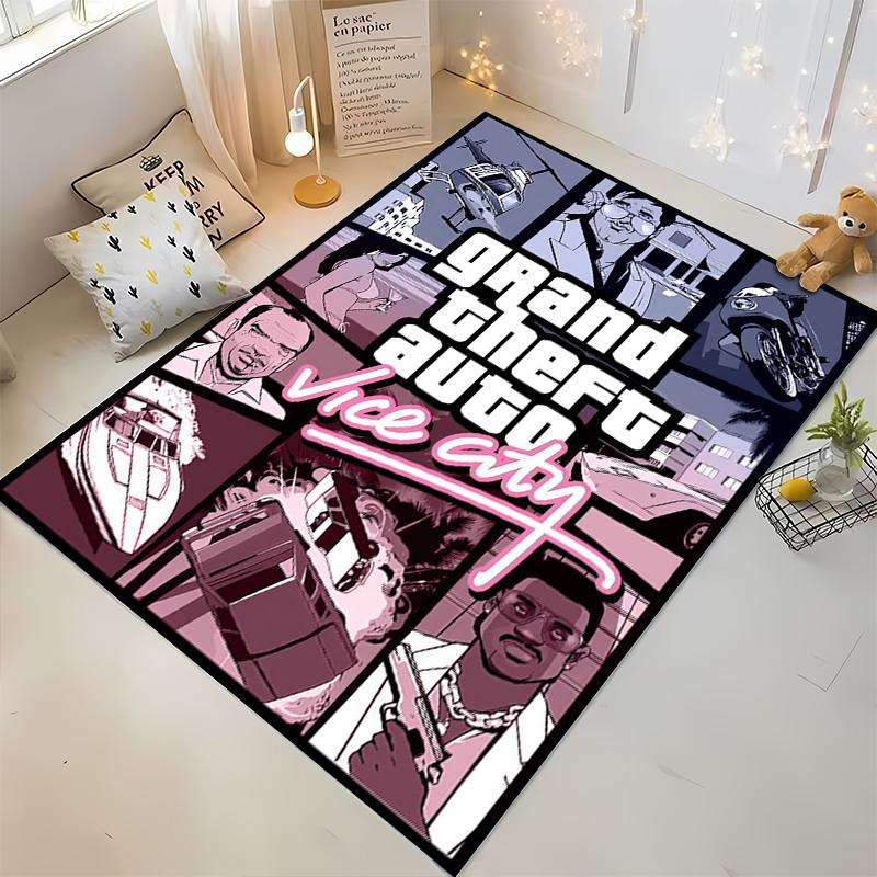 Tapis sur le thème de Grand Theft Auto Vice City Tapis antidérapant adapté aux canapés de salon et de chambre.