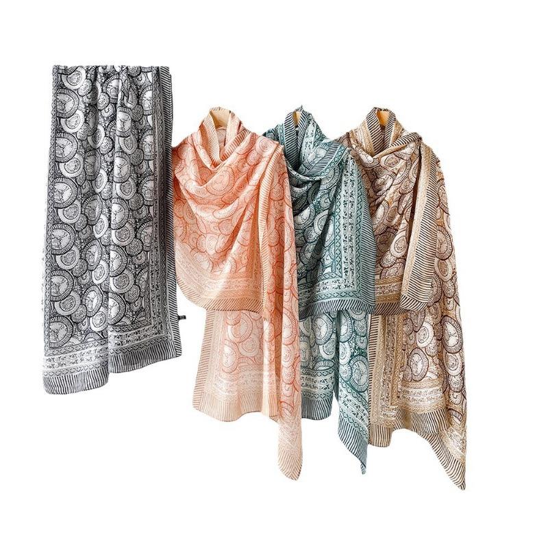 New cotton and linen scarf women's autumn high-end sense conch pattern silk scarf soft thin shawl headscarf