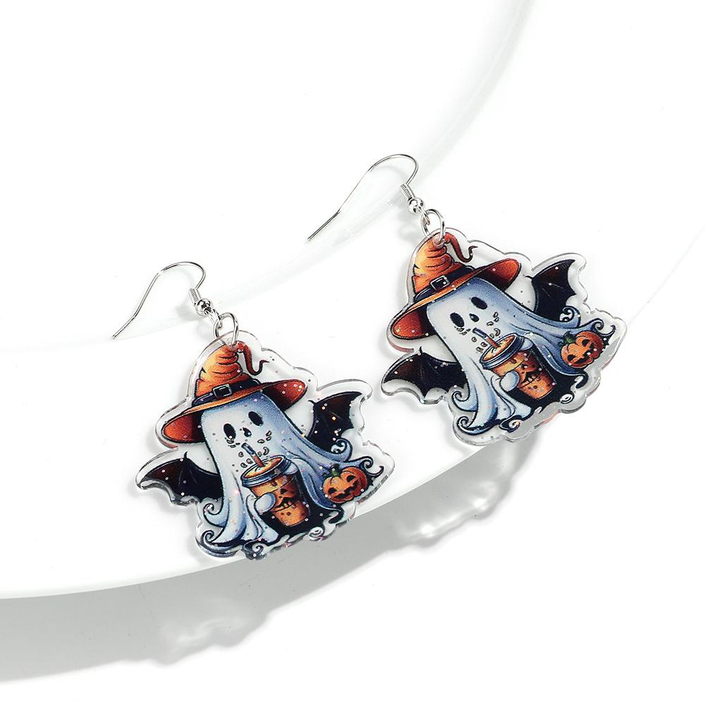 Halloween Cute Ghost Acrylic Earrrings for Women 2025 Gothic Cartoon Spooky Cat Pumpkin Witch Drop Earring Party Jewelry Gifts