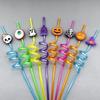 8Pcs Halloween Reusable Drinking Straws Children Spiral Beverage Straw for Hot Cold
