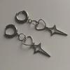Trendy Punk Sliver Color Hollowed-out Heart-shaped Stars Pendant Dangle Earrings for Women Men Personality Hoop Earrings Jewelry