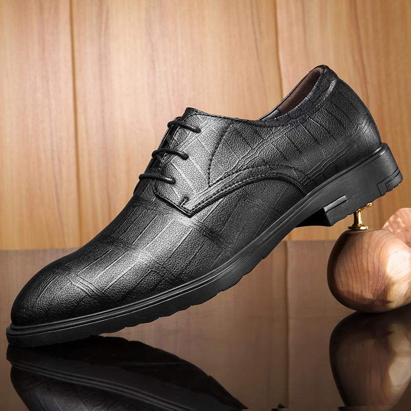 Classic Man Office Business Dress Leather Flats Man Split Leather Wedding Shoes 2024 Man  Low Top Cow Leather Shoes Rubber Sole