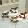 Yousheng Wooden Rocking Horse Figurine Vintage Wood Carving Pony Statue Sculpture Home Office Desktop Decoration Ornament