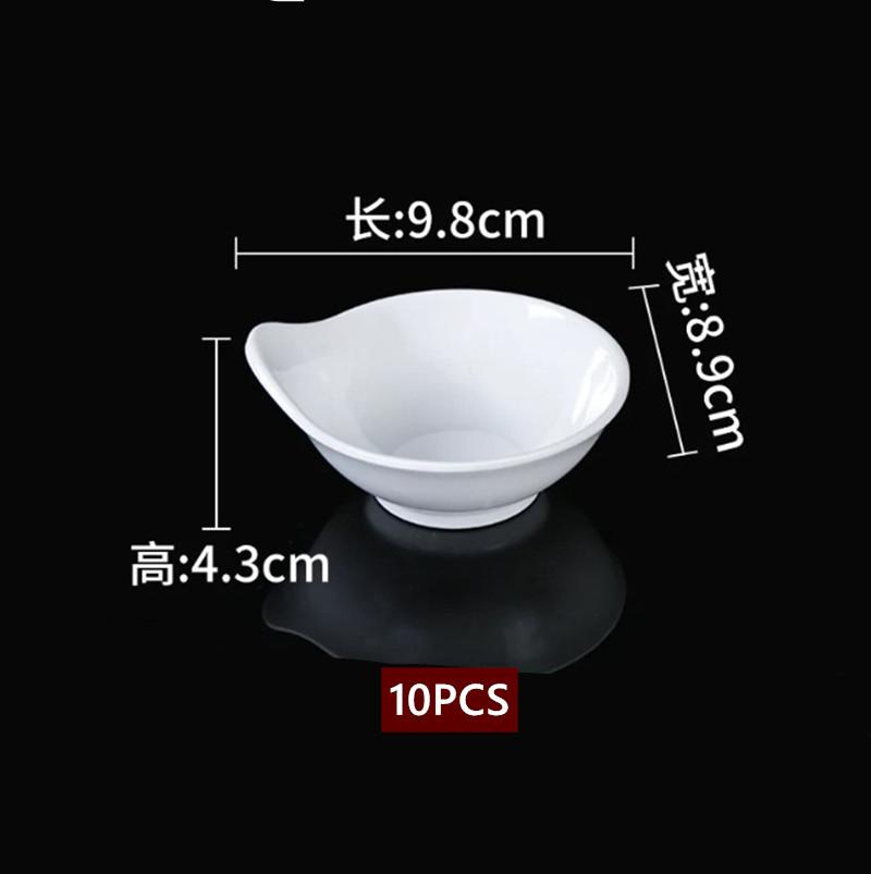 10PCS White Melamine Sauce Dish Multi-grid Seasoning Plate BBQ Hot Pot Dipping Bowl Restaurant Condiment Small Serving Platter