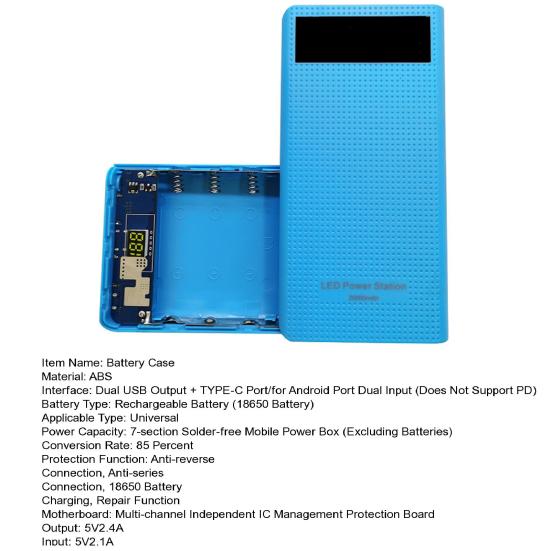 18650 Battery Box Overcharge Overcurrent Protection Dual USB Output Repeatable Replacement Digital