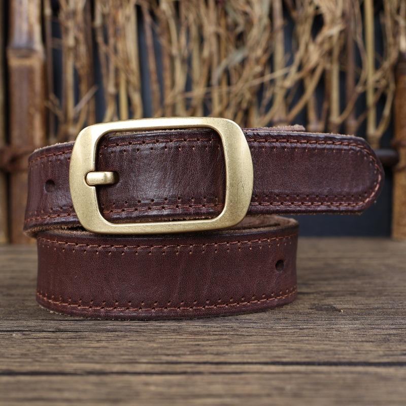 

Ремень ручной работы женский ретро кожаный ремень женский универсальный высококачественный женский ремень с джинсами 2024 120cm хаки