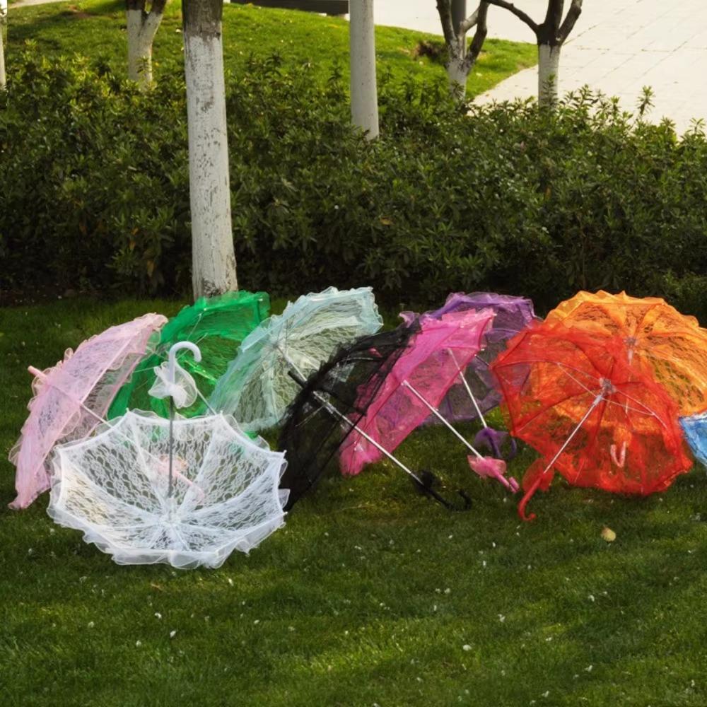 Romantic Bridal Umbrellas Ruffles Trim Craft Flowers Umbrellas New Floral Lace Umbrella