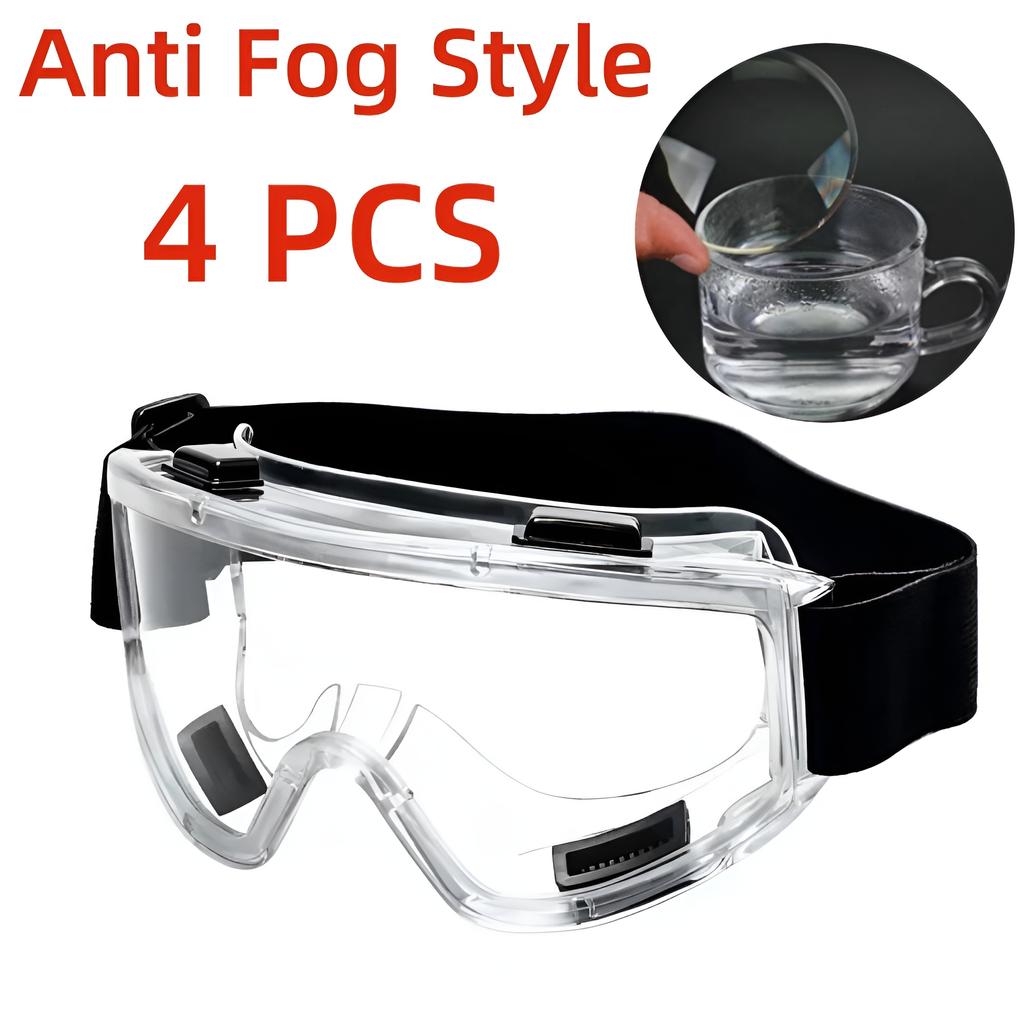 Transparent Safety Goggles Anti-fog Goggles Unisex Goggles Scratch-proof Splash-proof with Adjustable Temple Suitable for Safet