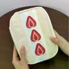Cute Embroidered Strawberry Pencil Case Portable Stationery Pen Box Multi Functional Large Capacity Makeup Bag Storage Bag