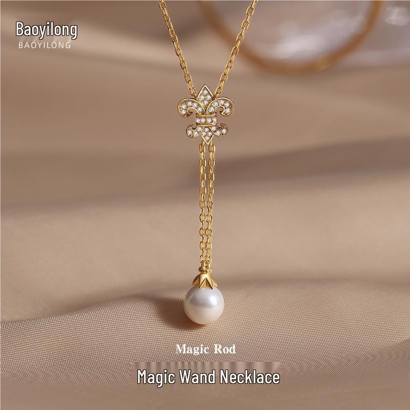 

Baoyilong S925 Silver Korean Magic Scepter Pearl Pendant Necklace for Women S925 Silver платиновый