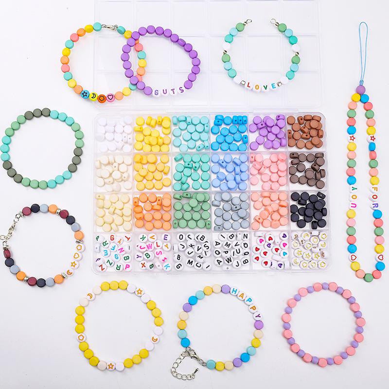 480Pcs/box Acrylic Beads Letter Round Loose Spacer Beads For DIY Bracelet Necklace Jewelry Making Accessories