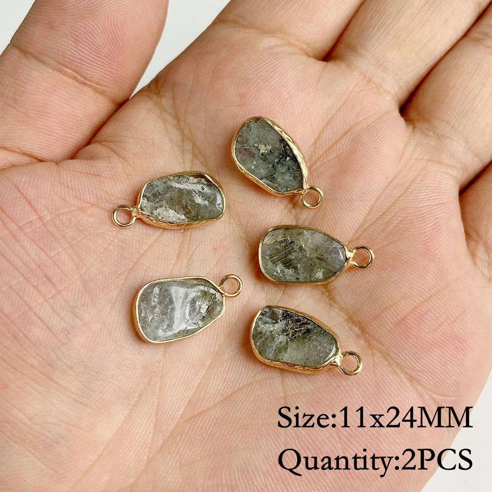 Natural Flash Labradorite Stone Charm Pendant Healing Semi-precious Stone Connector for Jewelry Making Necklace Accessories Gift
