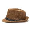 Straw plaid top hat Men's jazz hat Sunscreen crimped retro Panama straw hat British sun hat