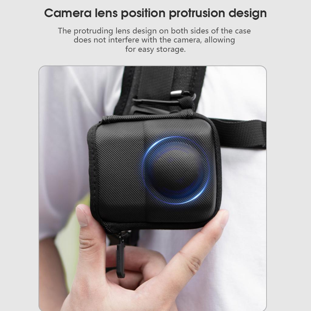 Carrying Case for Action Camera with Wrist Strap PU Leather Protective Travel Bag