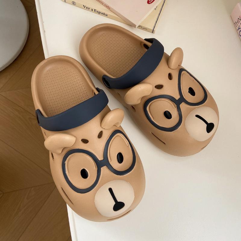 Women Indoor Bathroom Slippers Cute Cartoon Bear Men Summer Flip-flops Soft EVA Anti-slip Couples Home Thick Soled Beach Slides