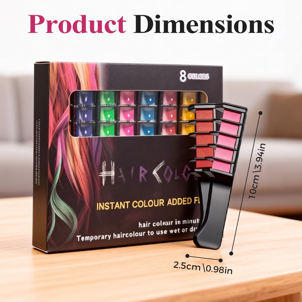 Festive Fun Hair Chalk Combs,Temporary Glitter Hair Colors Hair Chalk Combs,Washable DIY Hair Color Dye for Birthday Christmas Party Gifts for Teenage
