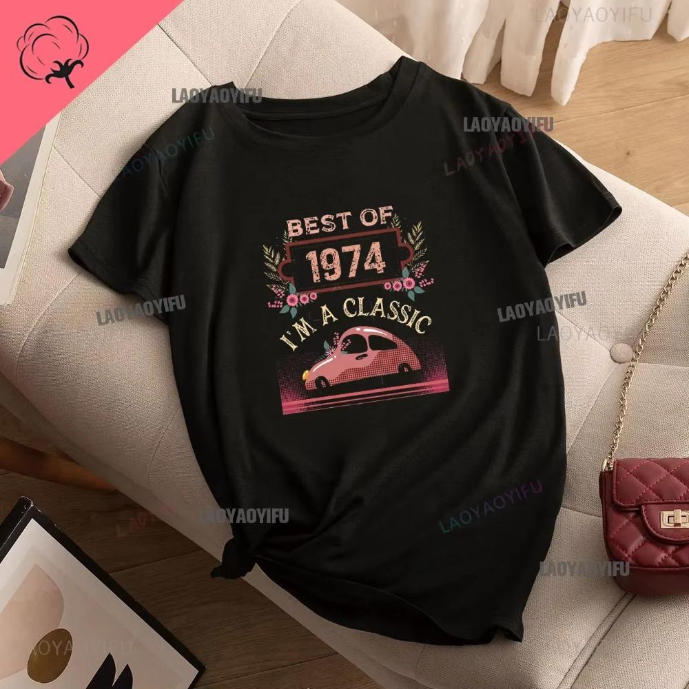 Vintage Funny Made in 1974 All Original Parts T Shirt Graphic Streetwear Short Sleeve Birthday Gifts Summer Cotton Tshirt Men