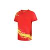 Li-Ning Tischtennis-Serie Schnelltrocknendes Sport-T-Shirt mit Flammen-Buchstaben-Print für Wettbewerbe, Kurzarm, Herren-Tops, Kirschrot AAYR357-1