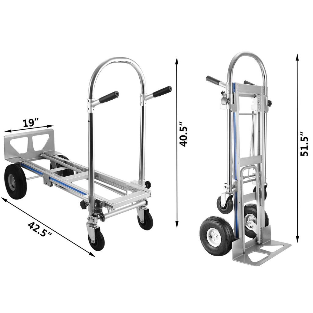 3 In 1 Aluminum Folding Sack Truck Hand Trolley Cart Car Heavy Duty Foldable
