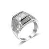 Luxury  Sterling Silver Hip Hop Round Cubic Zircon Rings for Men Women Classic Wedding Ceremony Ring Male  Hot