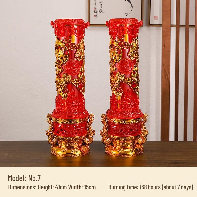 Smokeless Crystal Candle for Buddha Offerings, Housewarming, or New Year Celebrations - Windproof Red Butter Lamp