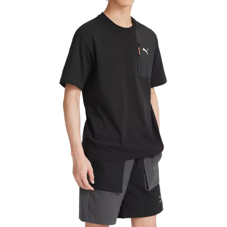 Puma Logo Casual Breathable Round Neck Short Sleeve T-Shirt Men T-Shirts Black 678357-01