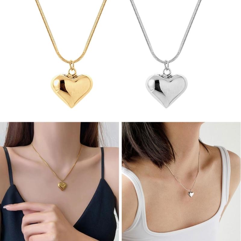 Y2K Aesthetic Chunky Heart Choker Necklace for Women Summer  Teen Girls 3D Peach Pendant Necklace Copper Clavicle Chain