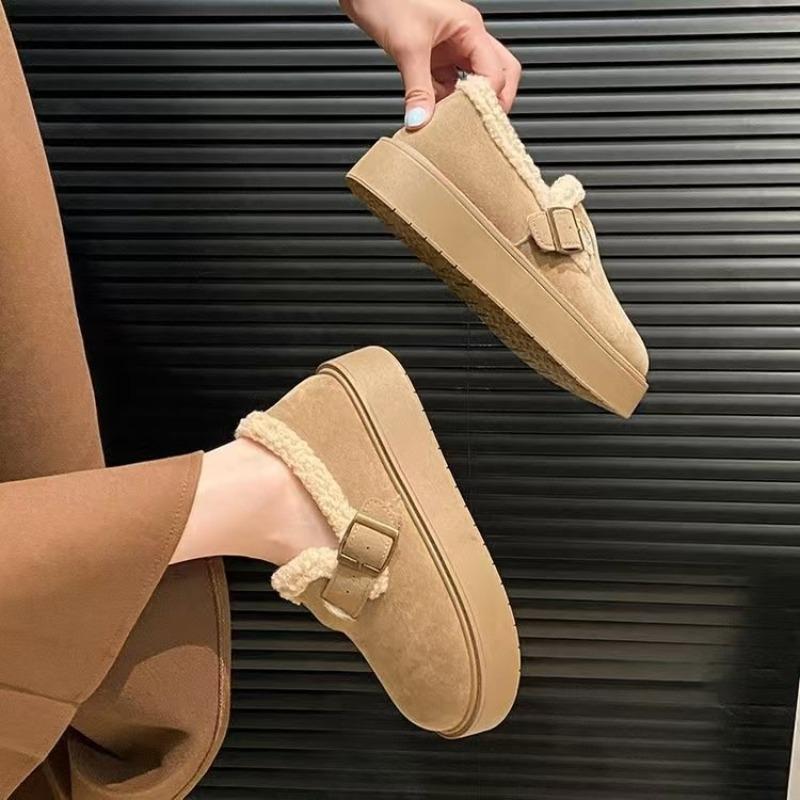 Retro Autumn and Winter Lamb Wool Women's New Fashionable Versatile Non-slip Comfortable Piled Thick-bottomed Cotton Slippers