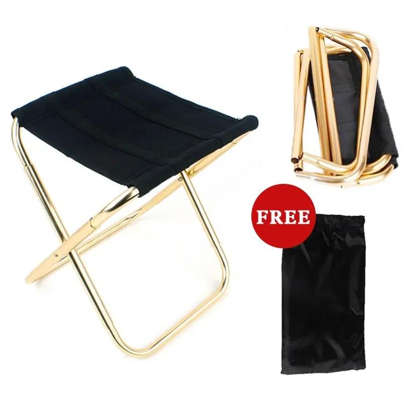 Outdoor Camping Chair Aluminum Alloy Folding Chair With Bag Stool Seat Fishing Camping Travel
