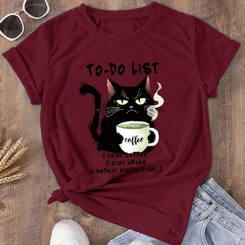 

Модная женская футболка с забавным принтом кота, забавная повседневная футболка с круглым вырезом и короткими рукавами, летняя женская футболка 8XL красный