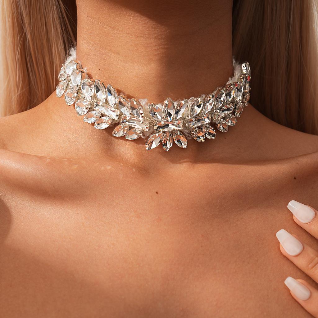 Diamond webbing water drop splicing neck chain exquisite collarbone chain necklace