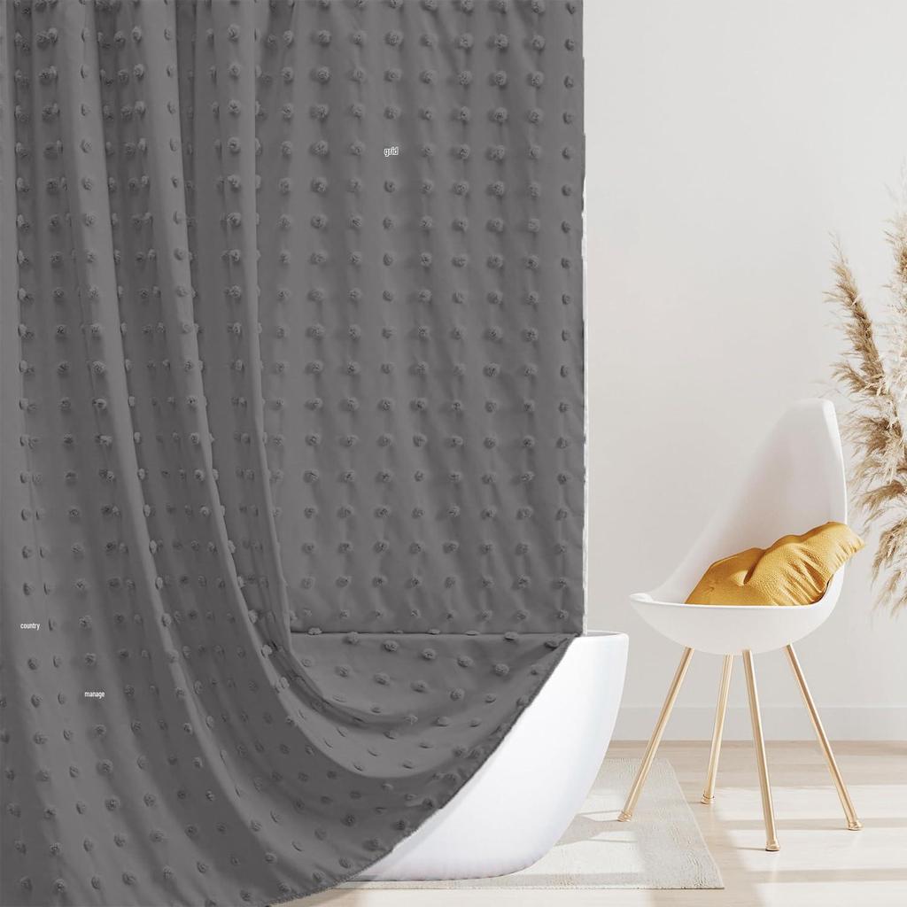 Waterproof Tassel Lace Shower Curtain with Floral Design