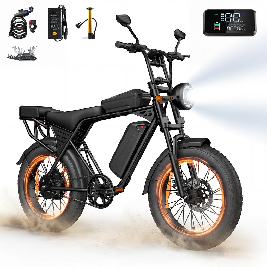 Aairsk X5 Elektrofahrrad mit Blinker, 75N·m Hochgeschwindigkeitsmotor, 48V 15AH, 50KM Reichweite, 20