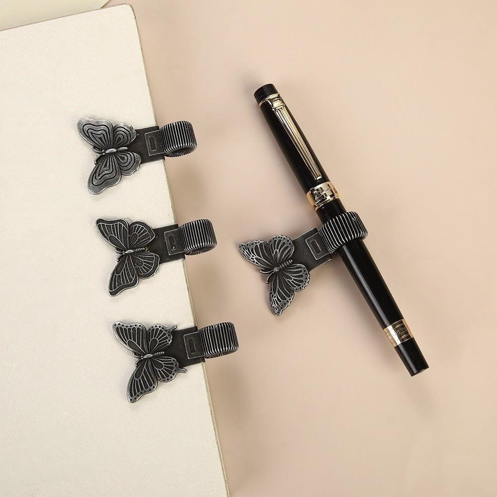 Creative Butterfly Rhinoceros Beetle Pen Clip Vintage Notebook Pen Holder Notebook Accessory