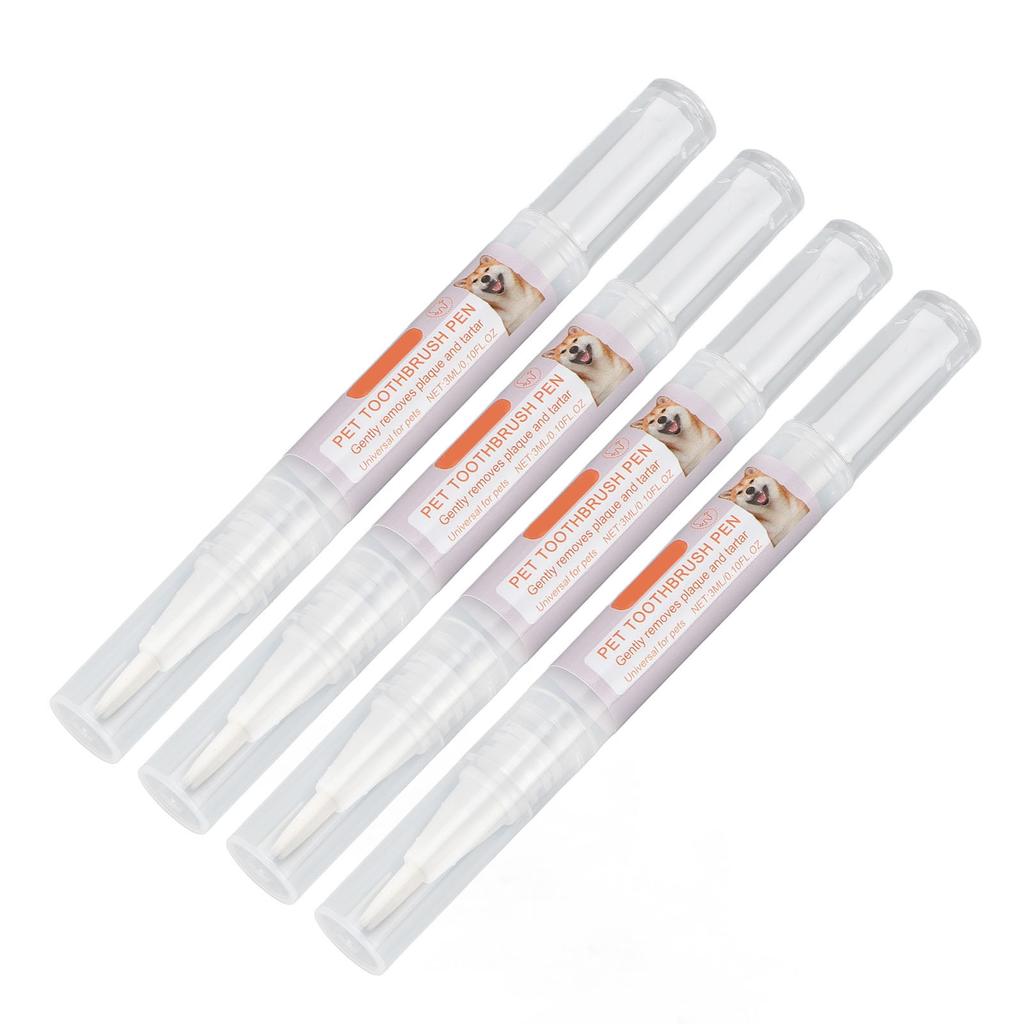 3ml 4pcs Pet Toothbrush Pen Dog Teeth Cleaning Pen Tartar Plaque Cleaning Bad Breath and Odor Removing Teeth Cleaning