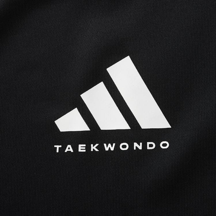 Adidas Kurtka Taekwondo ze stójką, zapinana na zamek, z długim rękawem, prosta, modna, długie spodnie, casualowy strój sportowy, unisex, odzież sportowa, czarna TR30JT-BW+TR30P1T-BW