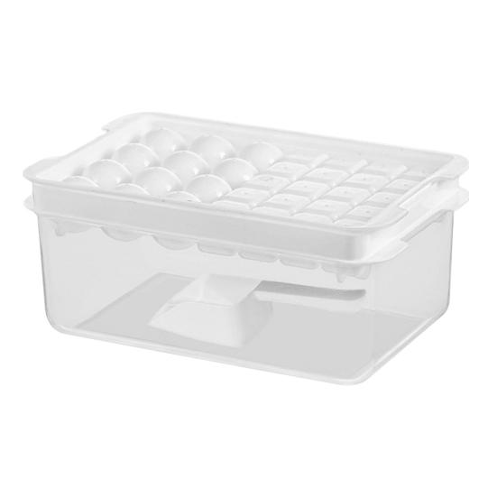 Ice Tray Set with Lid Bin Ice Shovels BPA Free Ice Cube Tray for Freezer Round Square Ice Maker for Chilling Drinks Stackable Kitchen Gadgets