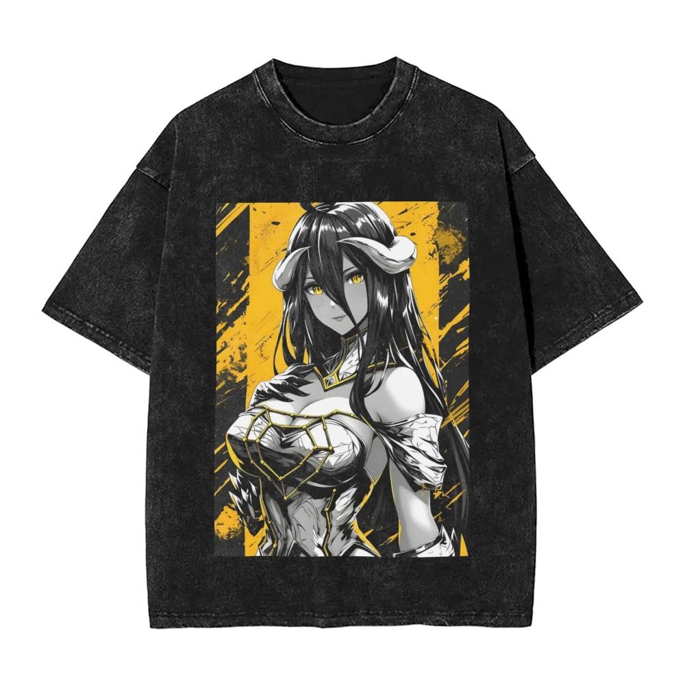 

Anime Overlord Albedo Graphic Tee Men Women Short Sleeve Clothing Washed Cotton Casual T-shirt Harajuku Vintage T Shirt 3XL