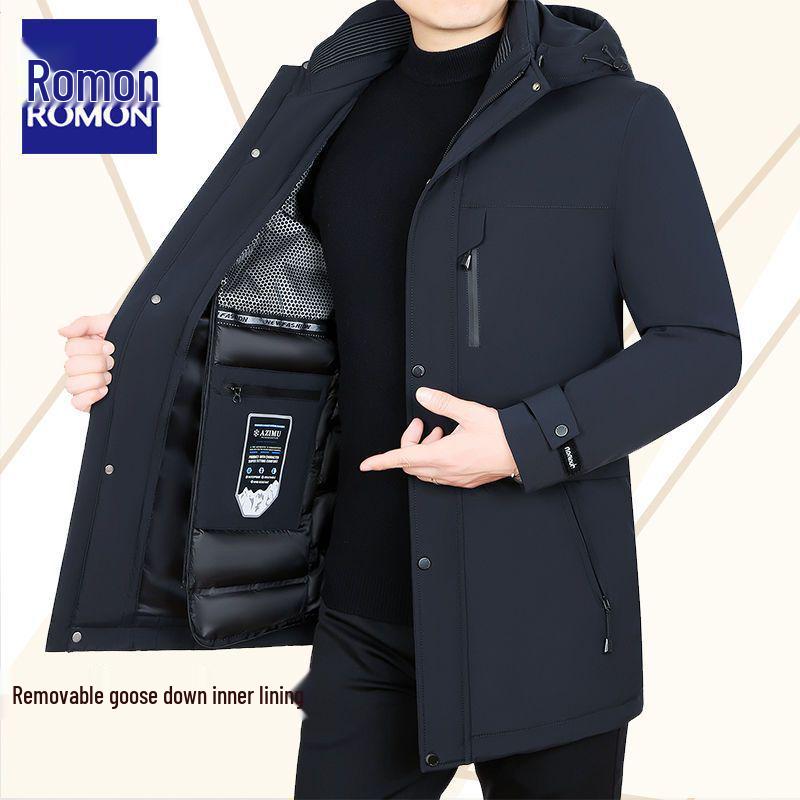 Romon Men's Mid-Length Thick Winter Goose Down Parka (2025 Edition)