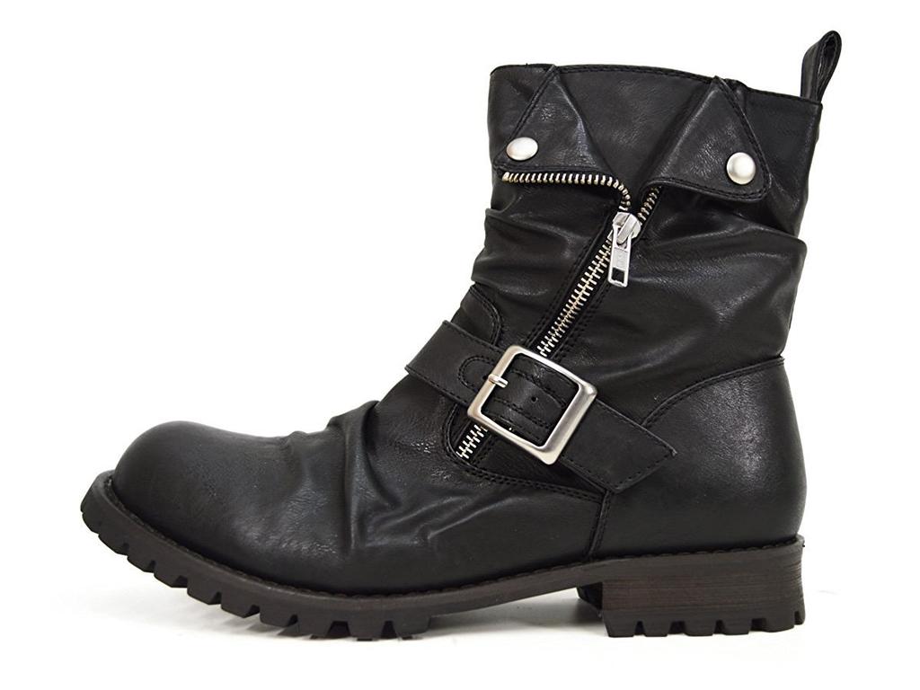 Gino Engineer Boots, Short Drape Boots, Black, Size 26.5cm, ze319 BK