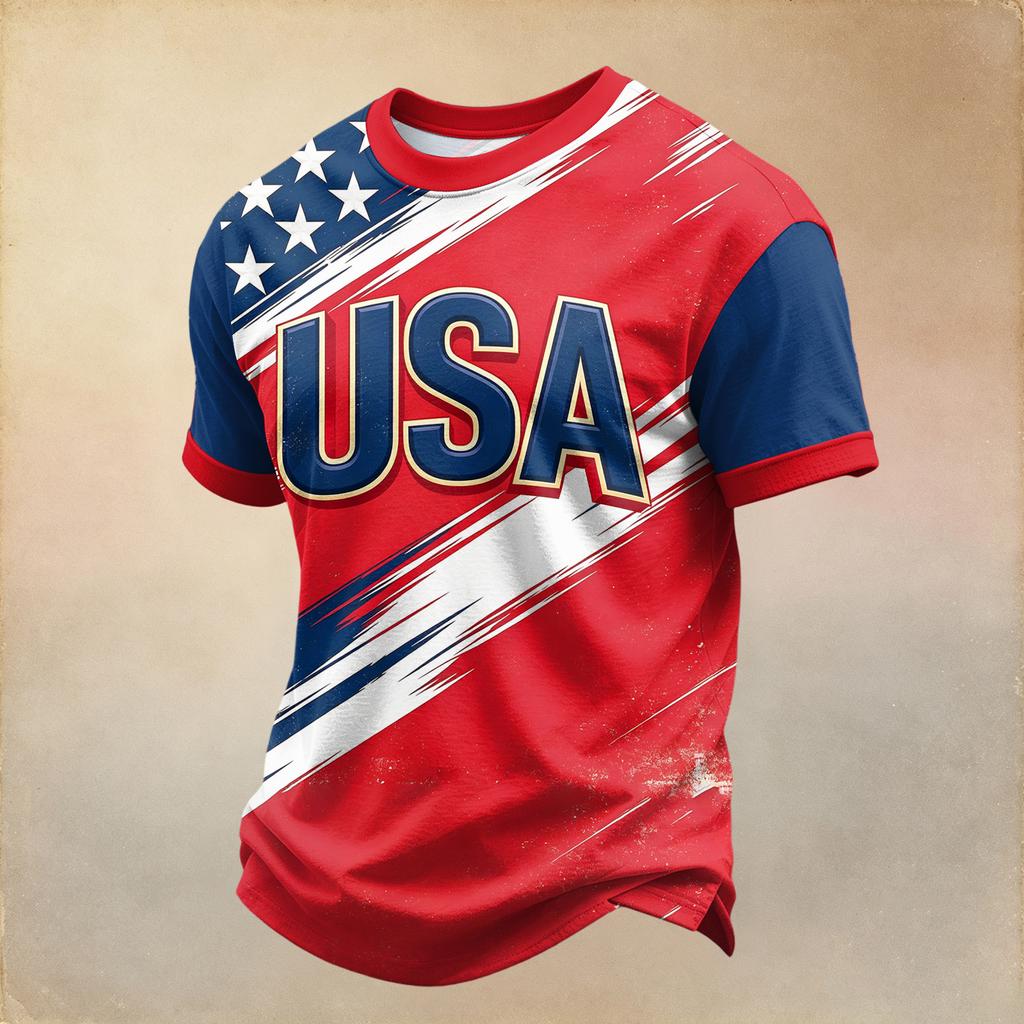 Men's Casual Printed Round Neck Short Sleeve T-Shirt, Lightweight and Breathable for Everyday Wear