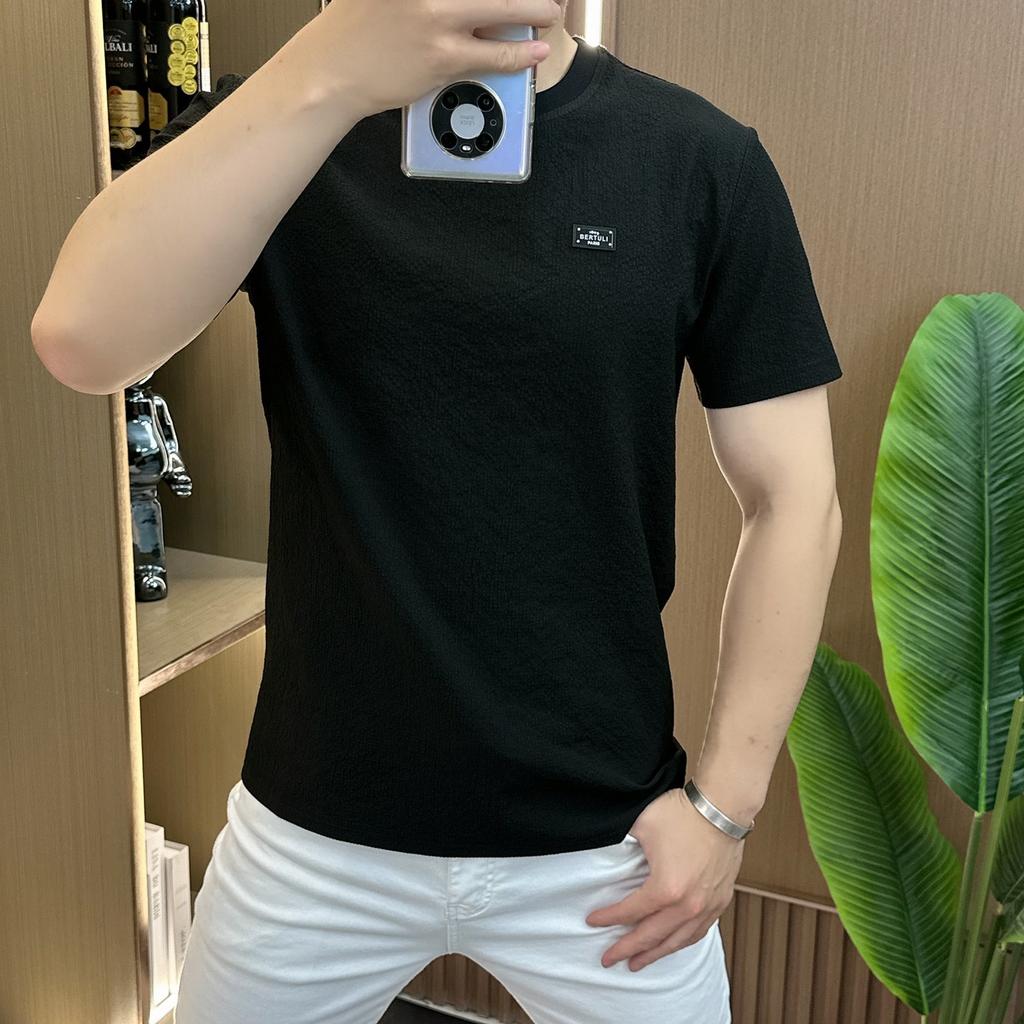 Ruffian Handsome Men'S White Short-Sleeved T-Shirt Trendy Brand Casual Versatile Slim-Fit Solid Color T-Shirt Men'S Clothing