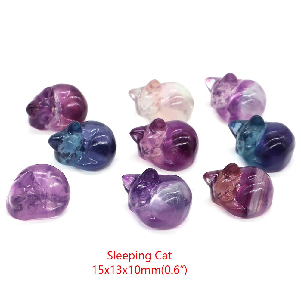 Natural Fluorite Crystals Mini Cartoon Animal Statue Reiki Healing Stones Carved Gemstone Crafts Home Decoration Ornament Gifts