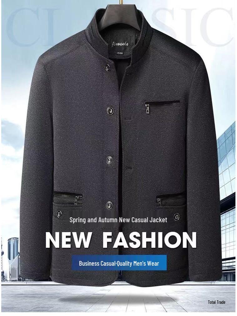 Men's Autumn/Winter Cotton-Padded Casual Jacket for Ages 50-70