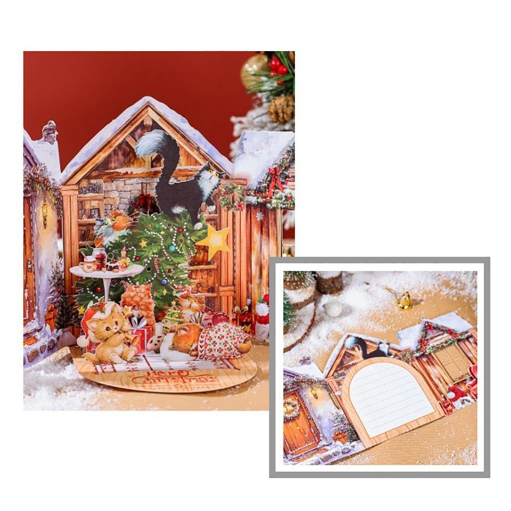 3D Cartoon Christmas Greeting Cards Multicolor 3D Christmas Card  Christmas Season