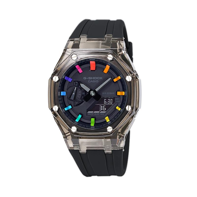 CASIO Unisex Liquid Crystal/Analog Dual Display Series Black Watch GA-2100-1A1(Watch4--)