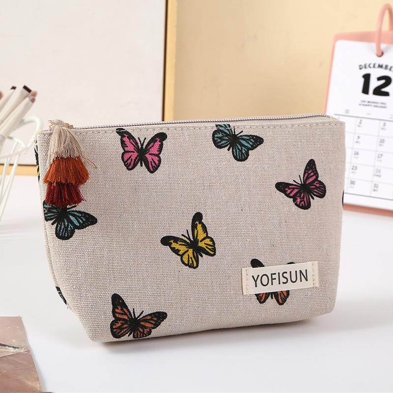 Women's Large-Capacity Tassel Print Makeup & Toiletry Bag with Coin Purse