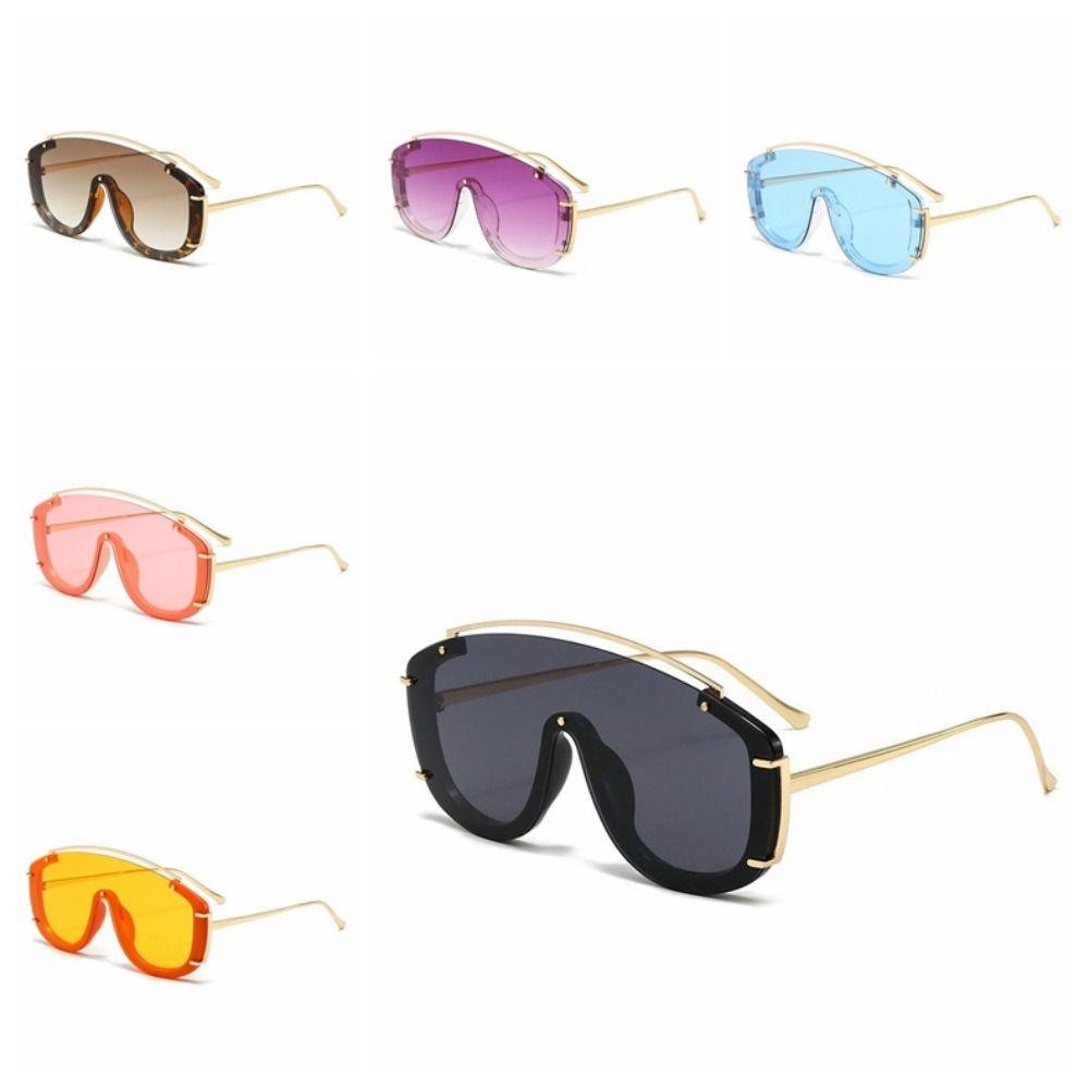Stylish Gradient Sports Shades Luxury Metal Design Oversize Sunglasses Metal Frame Sun Glasses